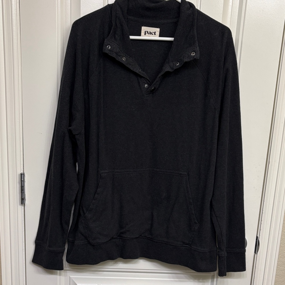 Pact Men's Dark Gray‎ Pullover Airplane Quarter Sweater